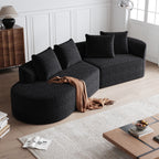 Modern Upholstered Oversized Sectional Sofa, 112-Inch Chenille 4-Seater Extra Deep & Wide Seat Curved Cloud Couch with 4 Throw Pillows, Free Combination Sofa Couch for Living Room,Bedroom