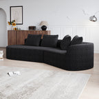 Modern Upholstered Oversized Sectional Sofa, 112-Inch Chenille 4-Seater Extra Deep & Wide Seat Curved Cloud Couch with 4 Throw Pillows, Free Combination Sofa Couch for Living Room,Bedroom