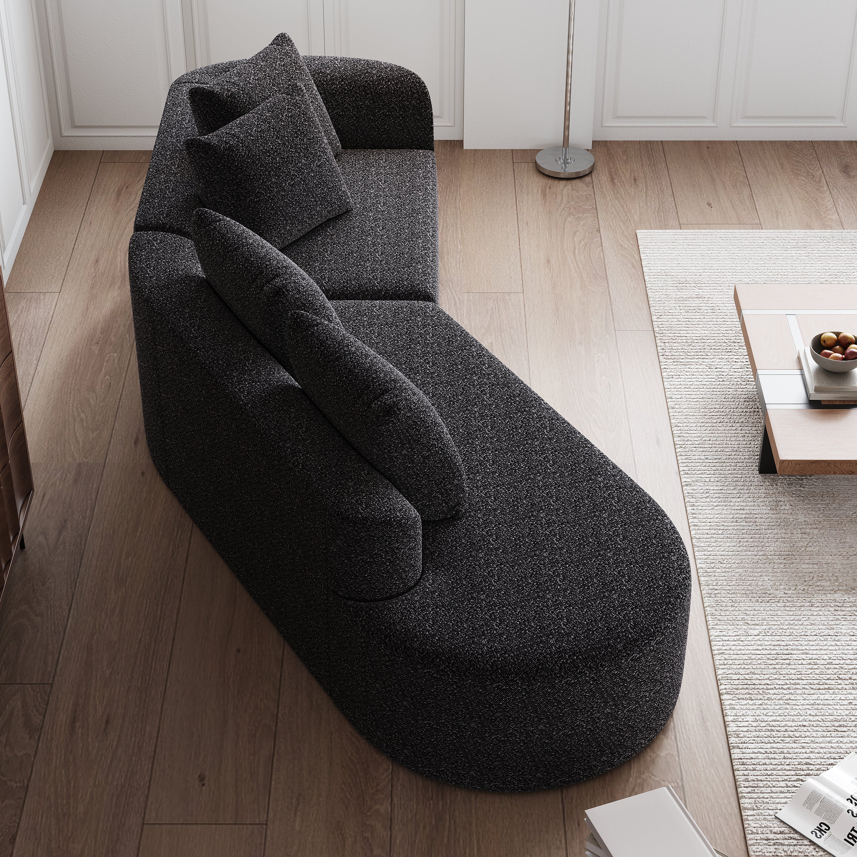 Modern Upholstered Oversized Sectional Sofa, 112-Inch Chenille 4-Seater Extra Deep & Wide Seat Curved Cloud Couch with 4 Throw Pillows, Free Combination Sofa Couch for Living Room,Bedroom