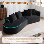 Modern Upholstered Oversized Sectional Sofa, 112-Inch Chenille 4-Seater Extra Deep & Wide Seat Curved Cloud Couch with 4 Throw Pillows, Free Combination Sofa Couch for Living Room,Bedroom