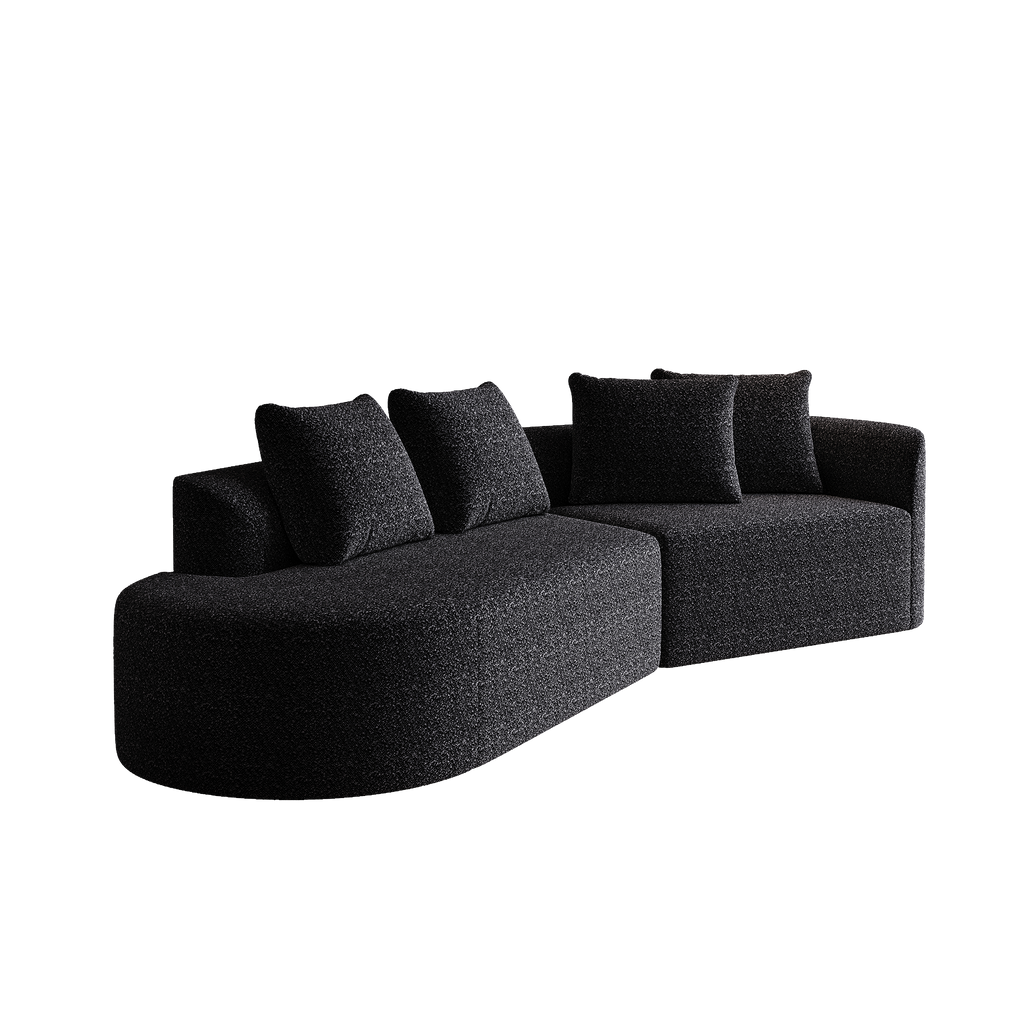 Modern Upholstered Oversized Sectional Sofa, 112-Inch Chenille 4-Seater Extra Deep & Wide Seat Curved Cloud Couch with 4 Throw Pillows, Free Combination Sofa Couch for Living Room,Bedroom