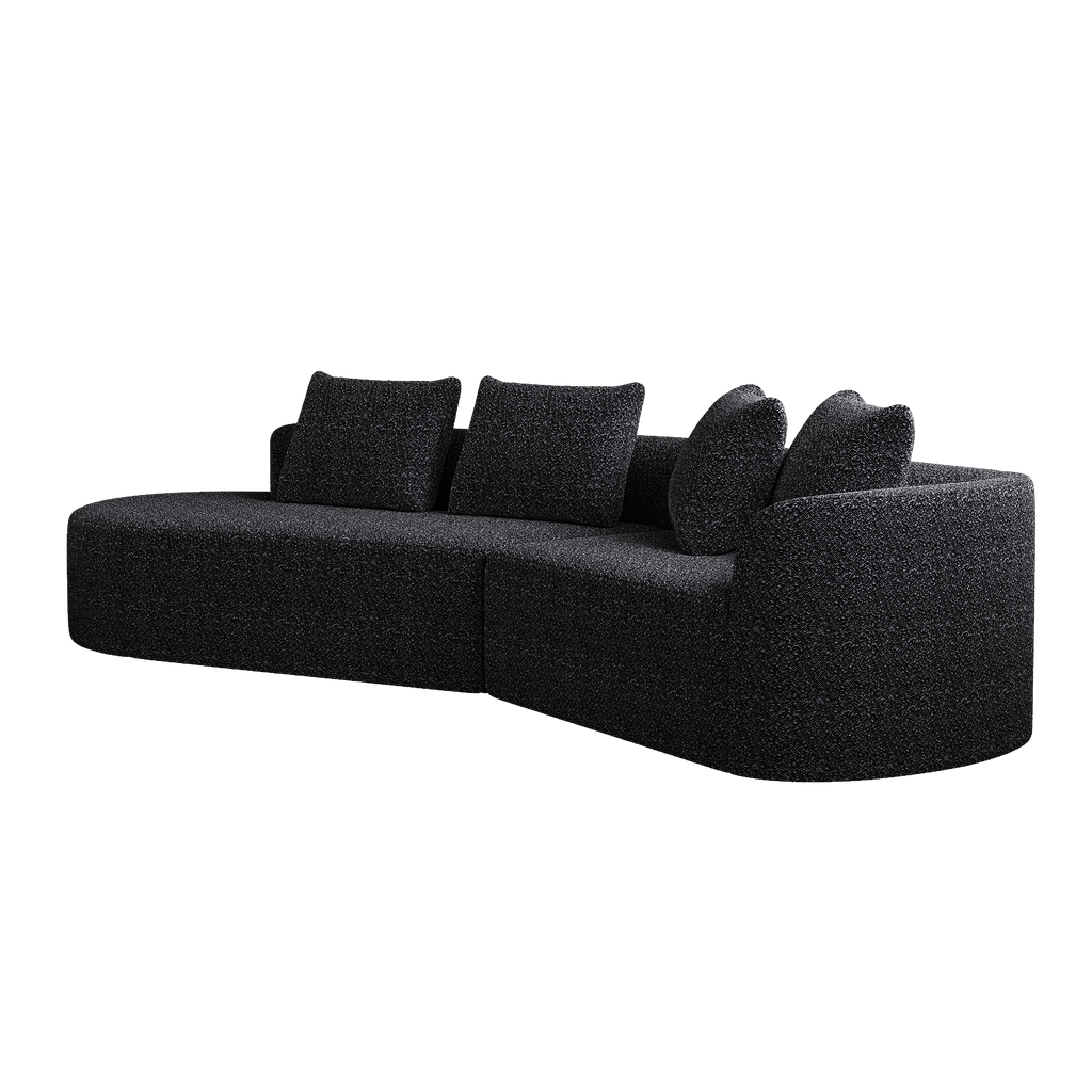 Modern Upholstered Oversized Sectional Sofa, 112-Inch Chenille 4-Seater Extra Deep & Wide Seat Curved Cloud Couch with 4 Throw Pillows, Free Combination Sofa Couch for Living Room,Bedroom