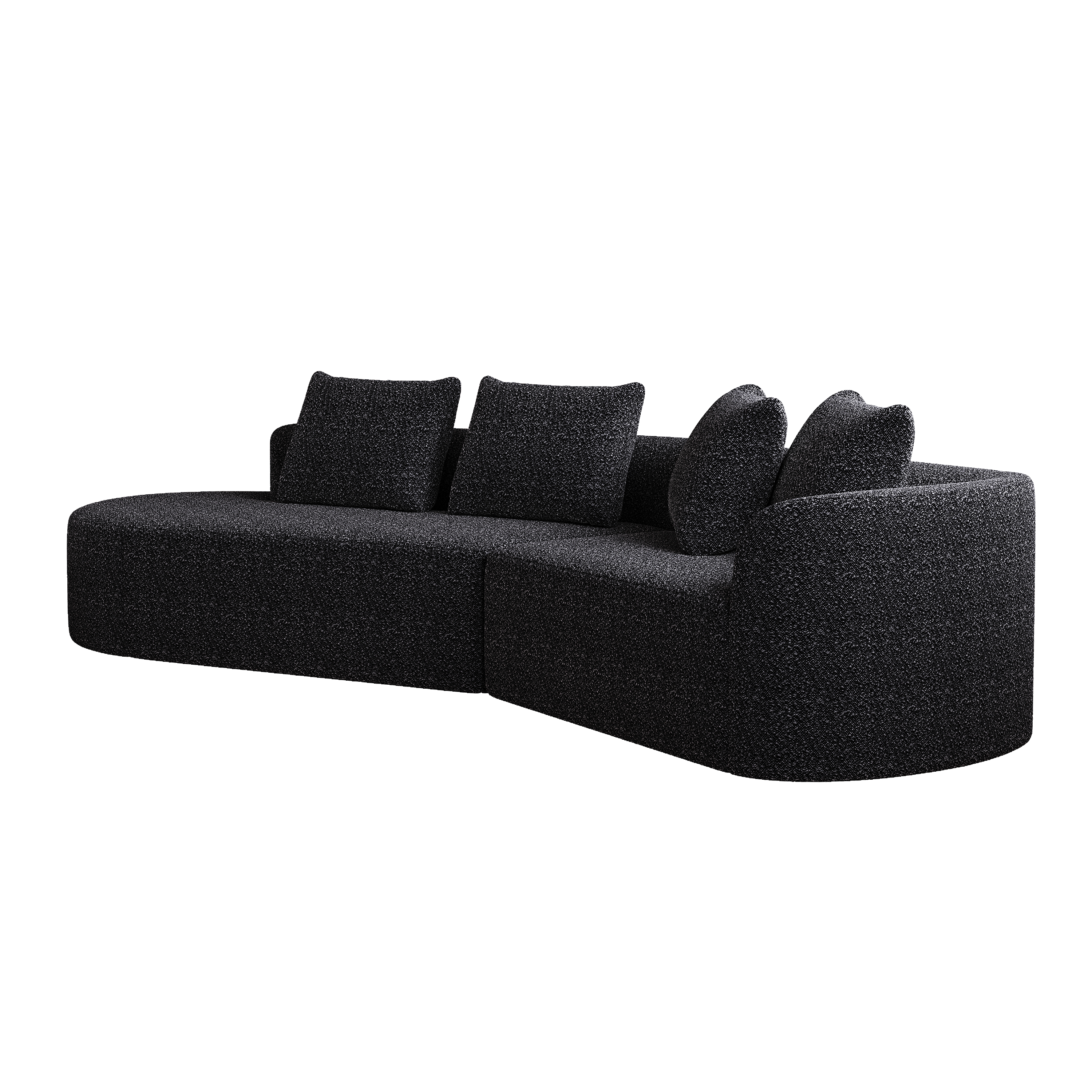 Modern Upholstered Oversized Sectional Sofa, 112-Inch Chenille 4-Seater Extra Deep & Wide Seat Curved Cloud Couch with 4 Throw Pillows, Free Combination Sofa Couch for Living Room,Bedroom