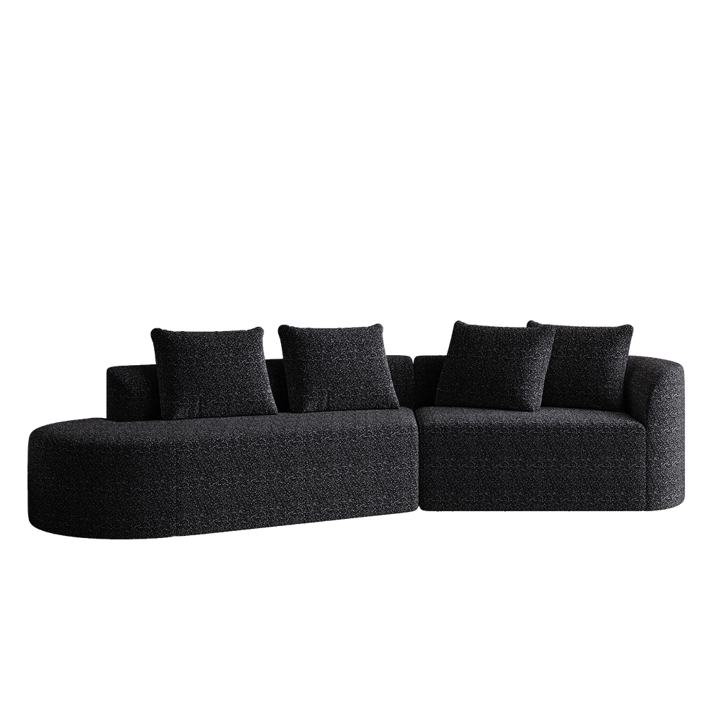 Modern Upholstered Oversized Sectional Sofa, 112-Inch Chenille 4-Seater Extra Deep & Wide Seat Curved Cloud Couch with 4 Throw Pillows, Free Combination Sofa Couch for Living Room,Bedroom