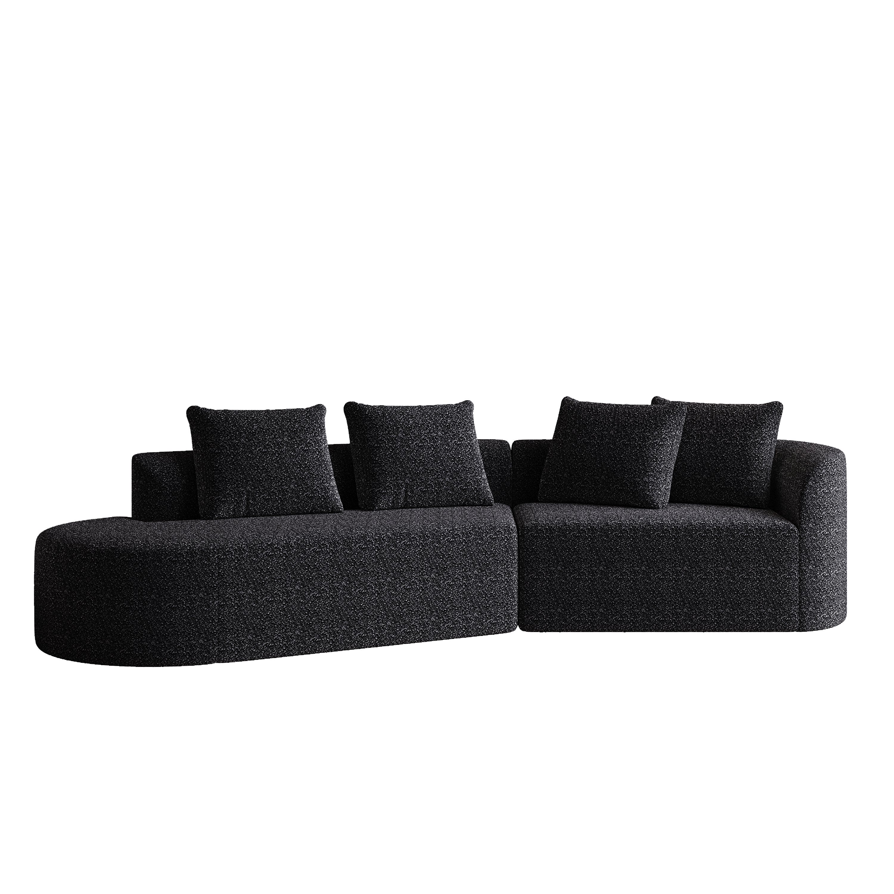 Modern Upholstered Oversized Sectional Sofa, 112-Inch Chenille 4-Seater Extra Deep & Wide Seat Curved Cloud Couch with 4 Throw Pillows, Free Combination Sofa Couch for Living Room,Bedroom