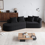 Modern Upholstered Oversized Sectional Sofa, 112-Inch Chenille 4-Seater Extra Deep & Wide Seat Curved Cloud Couch with 4 Throw Pillows, Free Combination Sofa Couch for Living Room,Bedroom