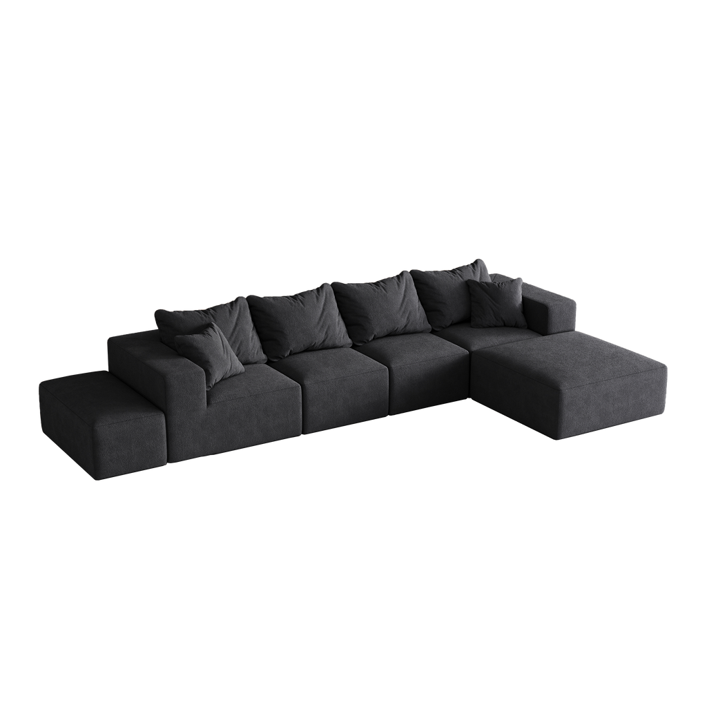 Modern Upholstered Sectional Boneless Couch Set,Modular 132' L Shaped Sectional Living Room Sofa Set With 6 Pillows,Free Combination Sofa Couch for Living Room,Bedroom