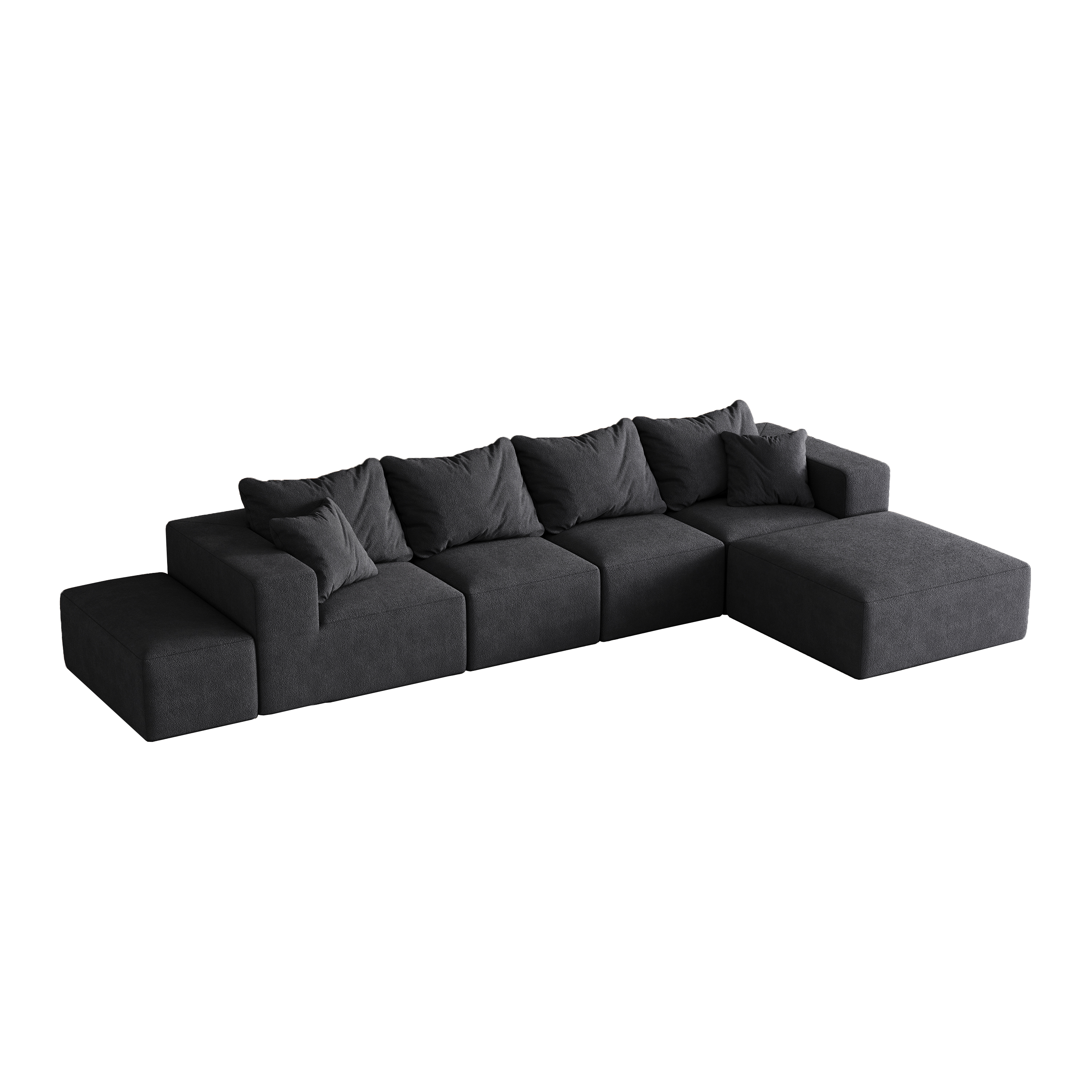 Modern Upholstered Sectional Boneless Couch Set,Modular 132' L Shaped Sectional Living Room Sofa Set With 6 Pillows,Free Combination Sofa Couch for Living Room,Bedroom
