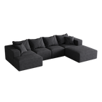 Modern Upholstered Sectional Boneless Couch Set,Modular 132' L Shaped Sectional Living Room Sofa Set With 6 Pillows,Free Combination Sofa Couch for Living Room,Bedroom