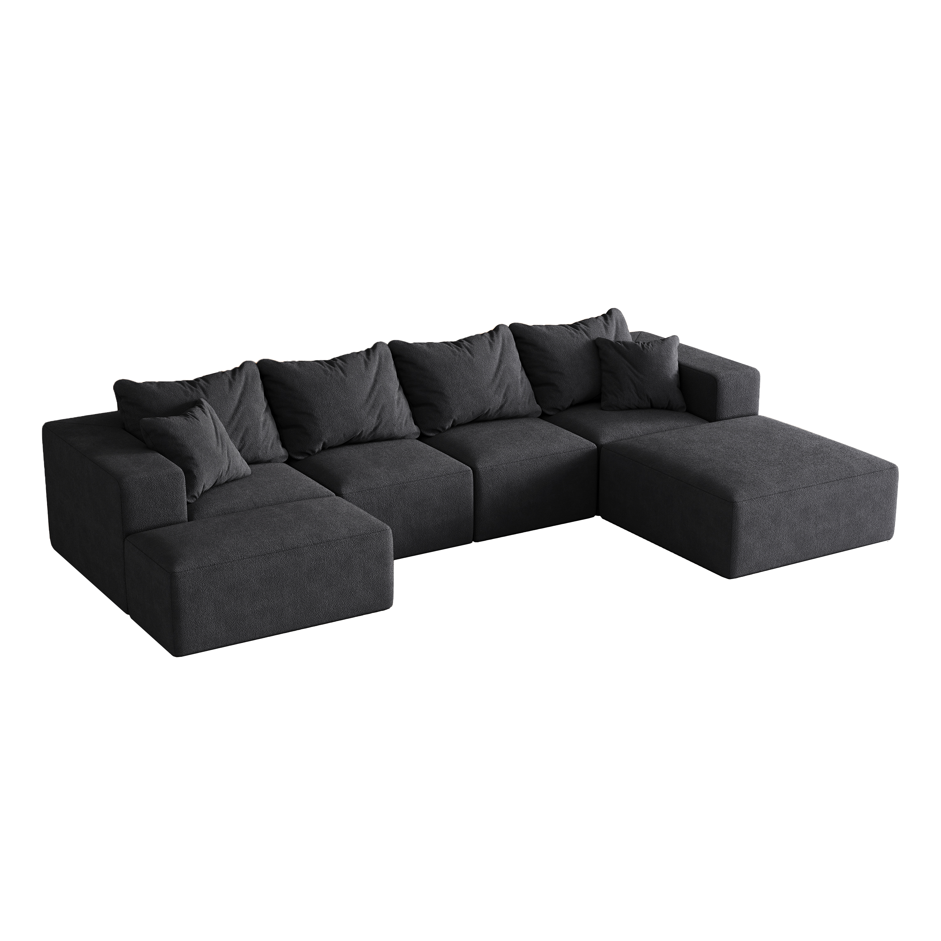 Modern Upholstered Sectional Boneless Couch Set,Modular 132' L Shaped Sectional Living Room Sofa Set With 6 Pillows,Free Combination Sofa Couch for Living Room,Bedroom
