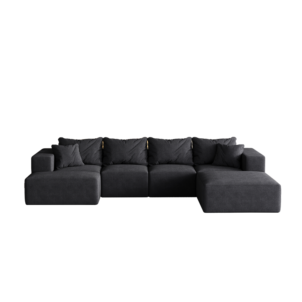 Modern Upholstered Sectional Boneless Couch Set,Modular 132' L Shaped Sectional Living Room Sofa Set With 6 Pillows,Free Combination Sofa Couch for Living Room,Bedroom