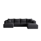 Modern Upholstered Sectional Boneless Couch Set,Modular 132' L Shaped Sectional Living Room Sofa Set With 6 Pillows,Free Combination Sofa Couch for Living Room,Bedroom