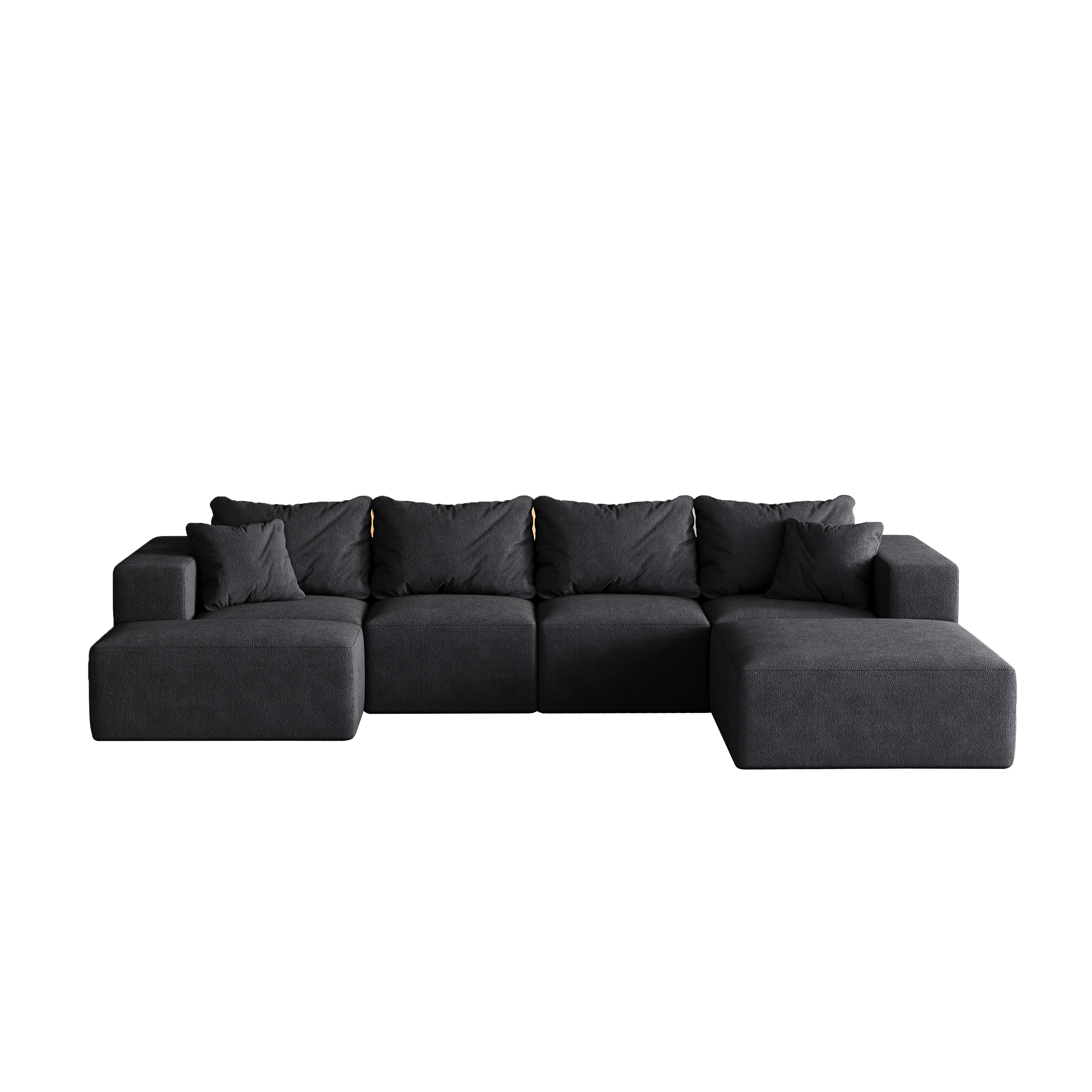 Modern Upholstered Sectional Boneless Couch Set,Modular 132' L Shaped Sectional Living Room Sofa Set With 6 Pillows,Free Combination Sofa Couch for Living Room,Bedroom