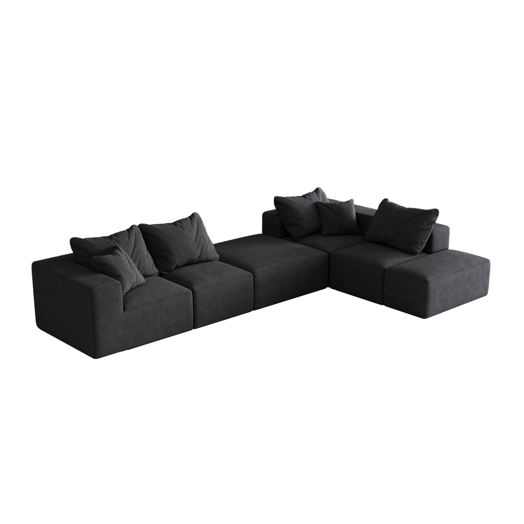 Modern Upholstered Sectional Boneless Couch Set,Modular 132' L Shaped Sectional Living Room Sofa Set With 6 Pillows,Free Combination Sofa Couch for Living Room,Bedroom