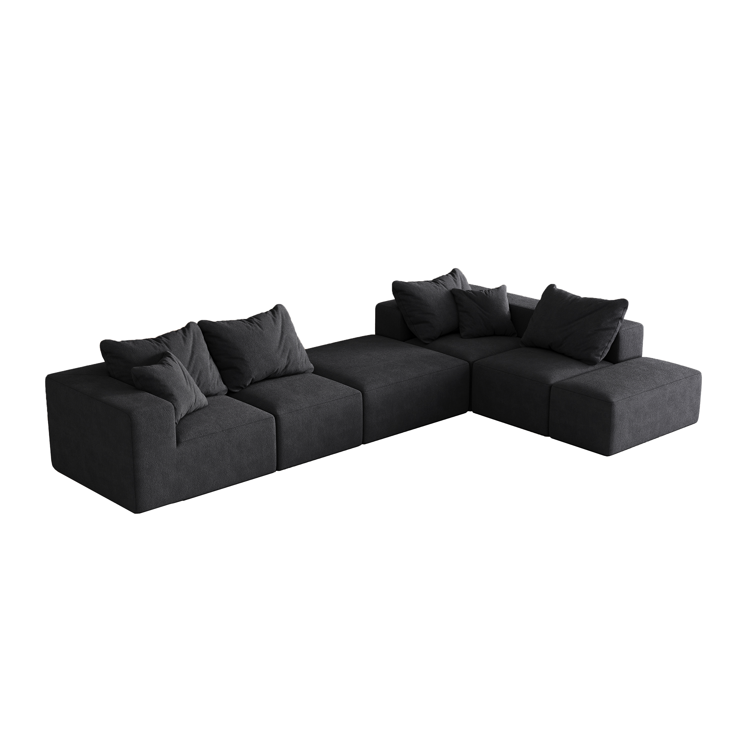 Modern Upholstered Sectional Boneless Couch Set,Modular 132' L Shaped Sectional Living Room Sofa Set With 6 Pillows,Free Combination Sofa Couch for Living Room,Bedroom