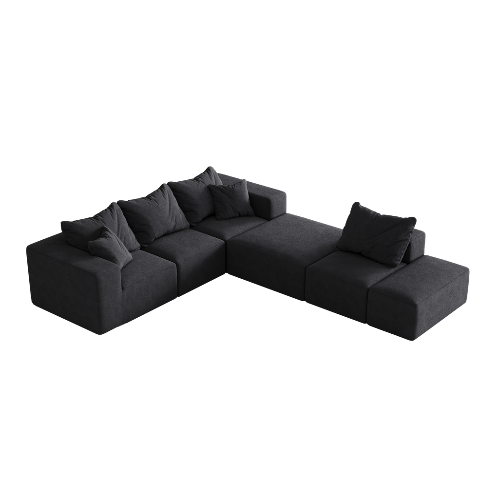 Modern Upholstered Sectional Boneless Couch Set,Modular 132' L Shaped Sectional Living Room Sofa Set With 6 Pillows,Free Combination Sofa Couch for Living Room,Bedroom