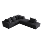 Modern Upholstered Sectional Boneless Couch Set,Modular 132' L Shaped Sectional Living Room Sofa Set With 6 Pillows,Free Combination Sofa Couch for Living Room,Bedroom