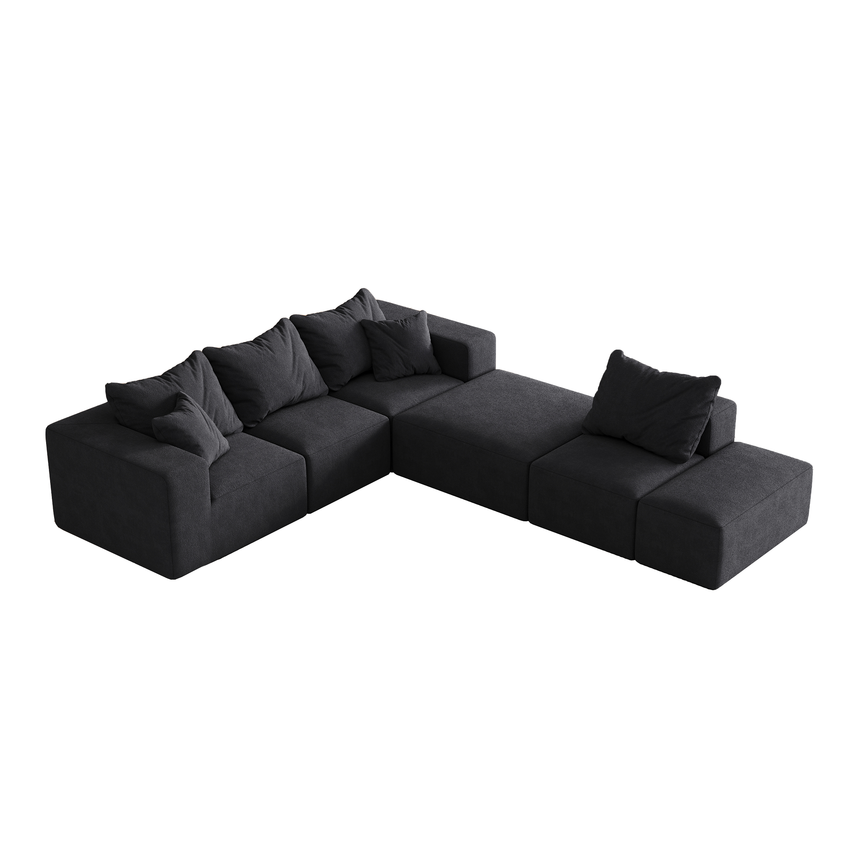 Modern Upholstered Sectional Boneless Couch Set,Modular 132' L Shaped Sectional Living Room Sofa Set With 6 Pillows,Free Combination Sofa Couch for Living Room,Bedroom