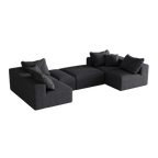 Modern Upholstered Sectional Boneless Couch Set,Modular 132' L Shaped Sectional Living Room Sofa Set With 6 Pillows,Free Combination Sofa Couch for Living Room,Bedroom