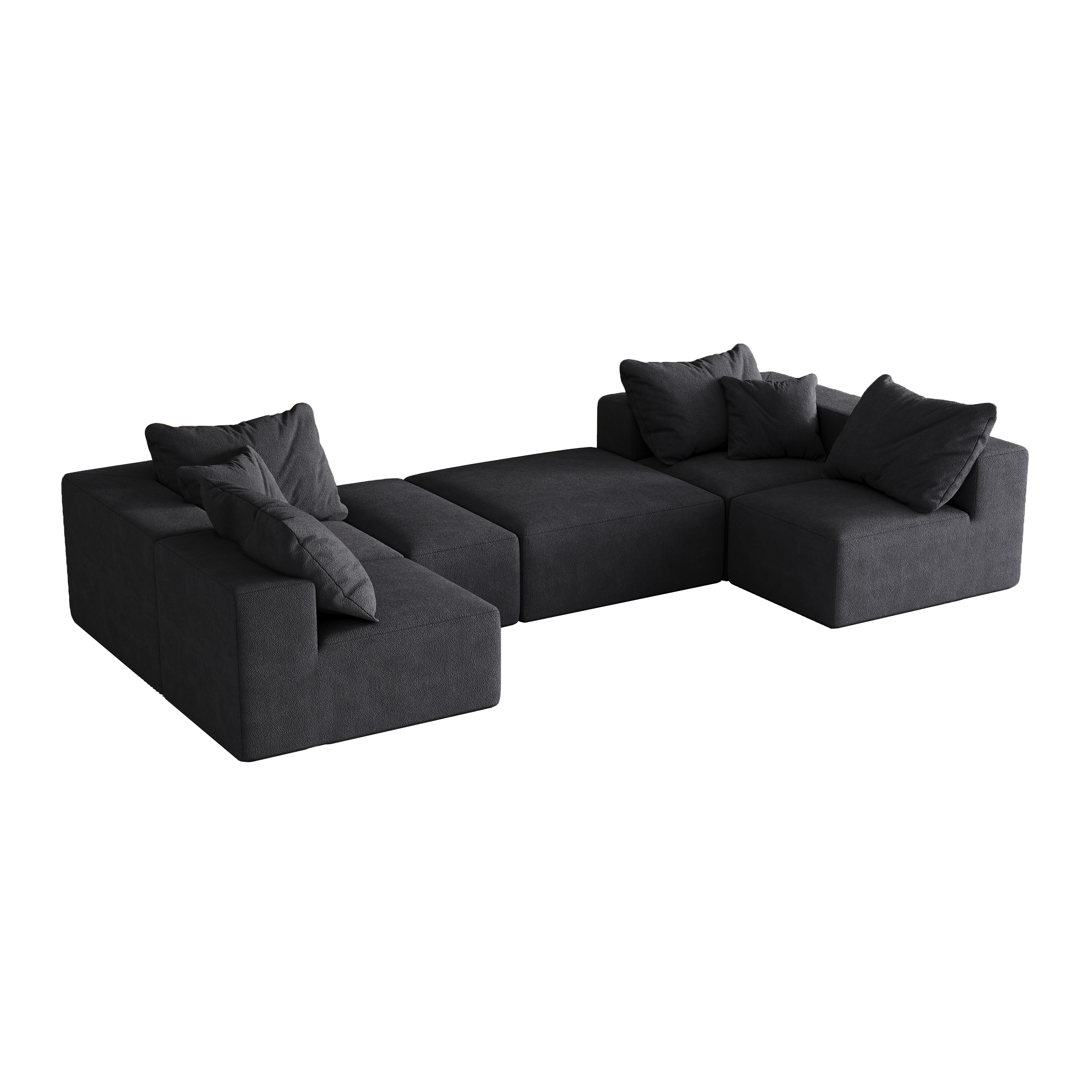 Modern Upholstered Sectional Boneless Couch Set,Modular 132' L Shaped Sectional Living Room Sofa Set With 6 Pillows,Free Combination Sofa Couch for Living Room,Bedroom