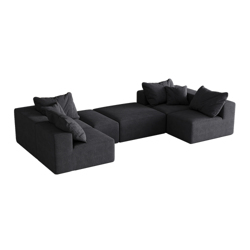Modern Upholstered Sectional Boneless Couch Set,Modular 132' L Shaped Sectional Living Room Sofa Set With 6 Pillows,Free Combination Sofa Couch for Living Room,Bedroom