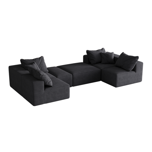 Modern Upholstered Sectional Boneless Couch Set,Modular 132' L Shaped Sectional Living Room Sofa Set With 6 Pillows,Free Combination Sofa Couch for Living Room,Bedroom