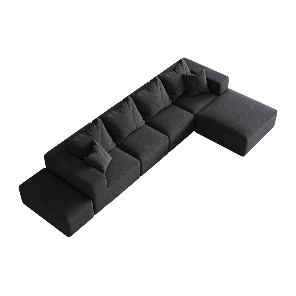 Modern Upholstered Sectional Boneless Couch Set,Modular 132' L Shaped Sectional Living Room Sofa Set With 6 Pillows,Free Combination Sofa Couch for Living Room,Bedroom