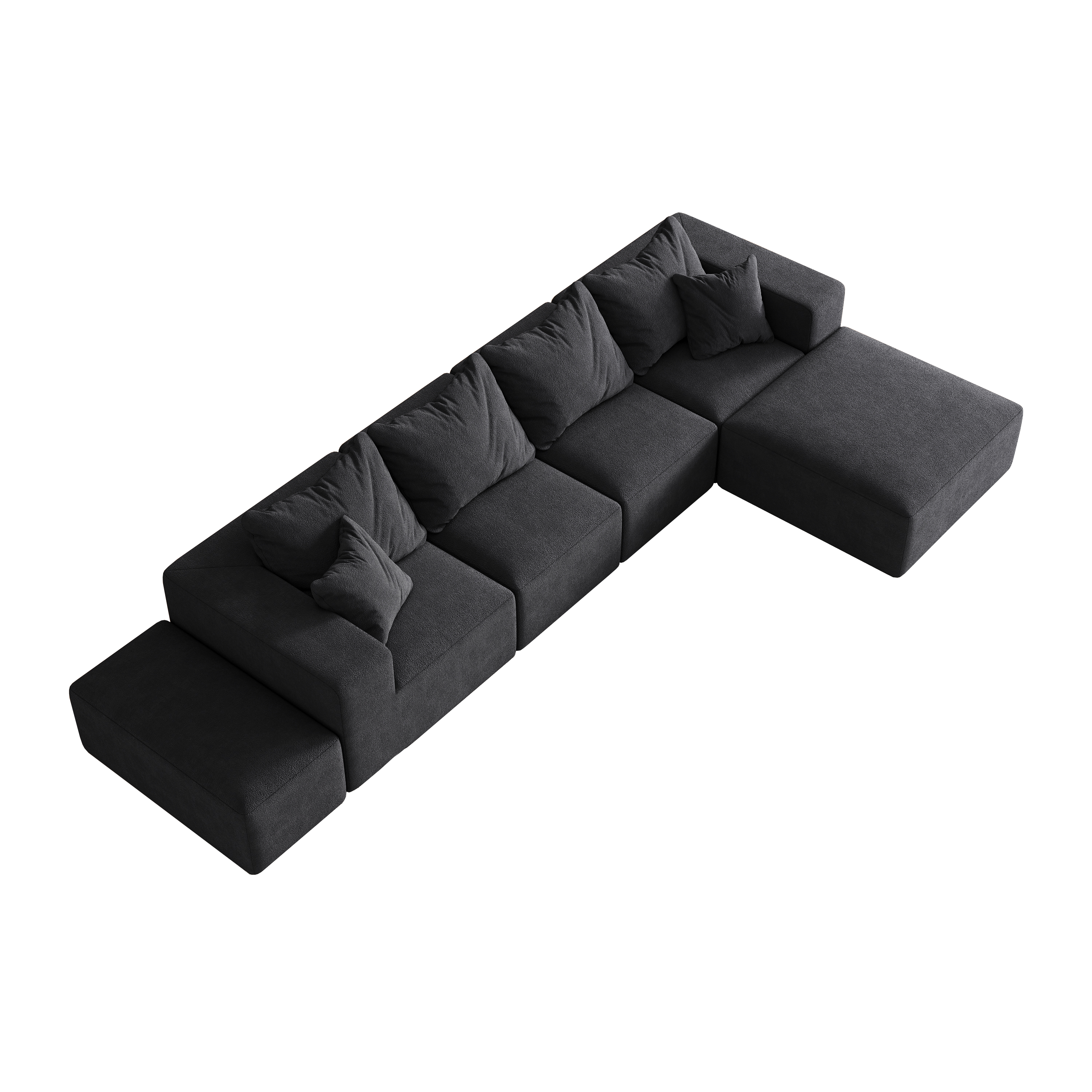 Modern Upholstered Sectional Boneless Couch Set,Modular 132' L Shaped Sectional Living Room Sofa Set With 6 Pillows,Free Combination Sofa Couch for Living Room,Bedroom