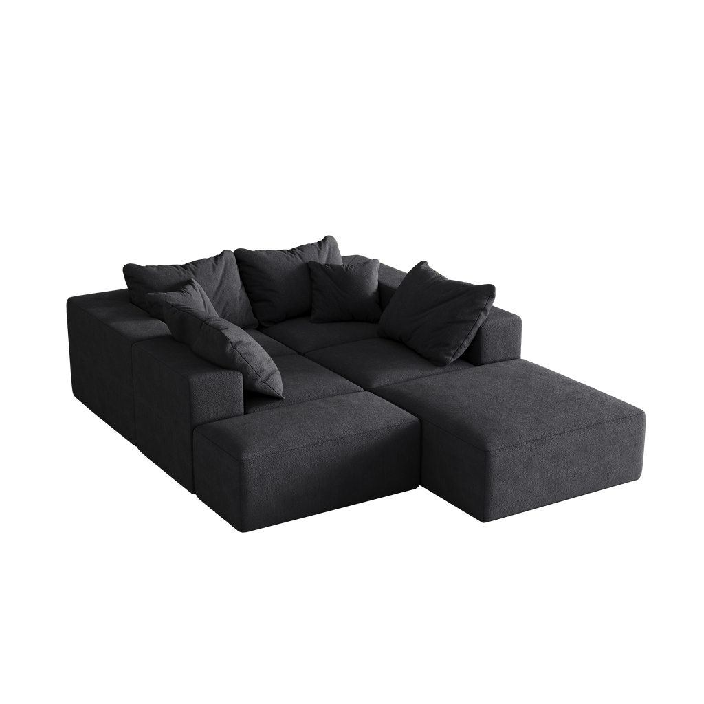 Modern Upholstered Sectional Boneless Couch Set,Modular 132' L Shaped Sectional Living Room Sofa Set With 6 Pillows,Free Combination Sofa Couch for Living Room,Bedroom