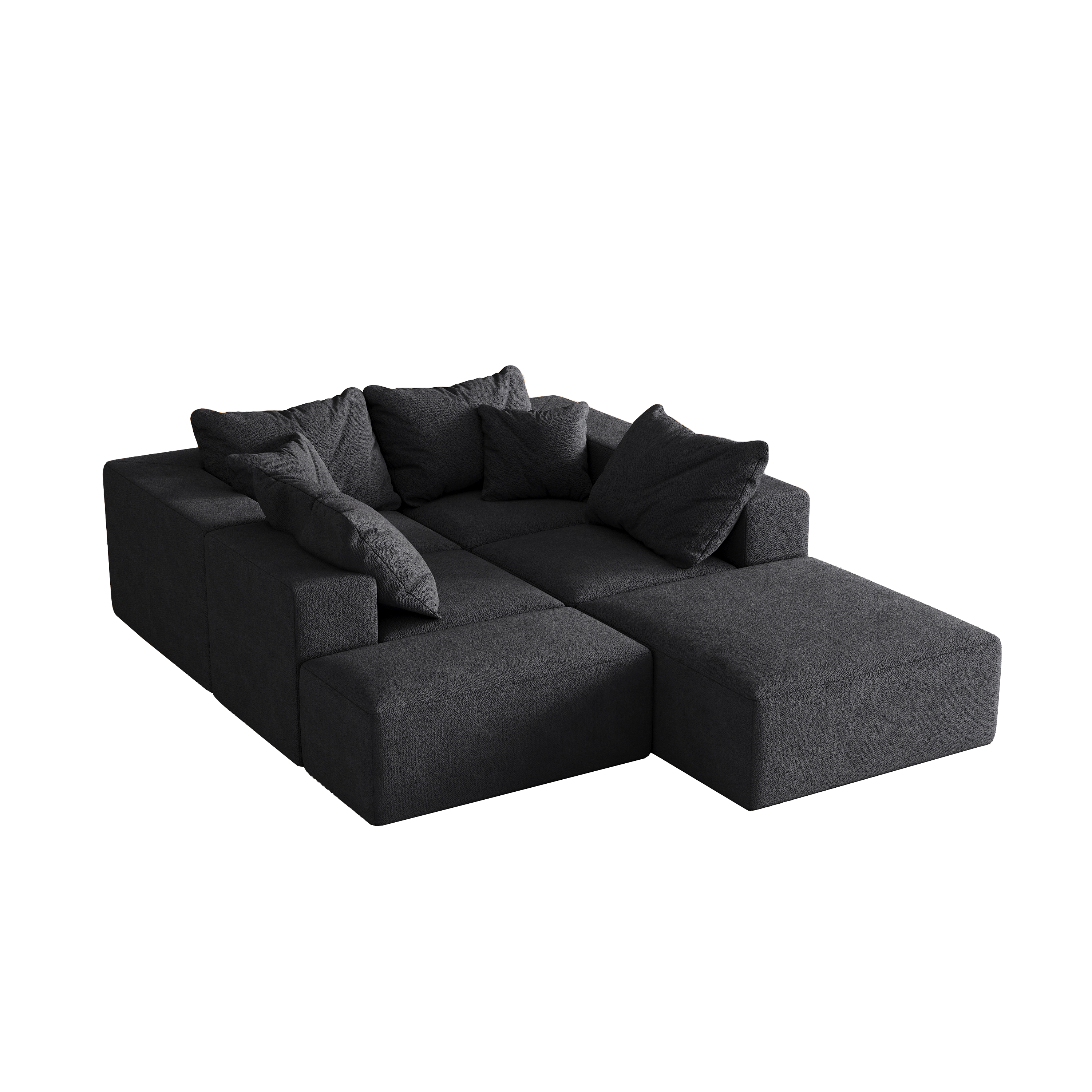 Modern Upholstered Sectional Boneless Couch Set,Modular 132' L Shaped Sectional Living Room Sofa Set With 6 Pillows,Free Combination Sofa Couch for Living Room,Bedroom