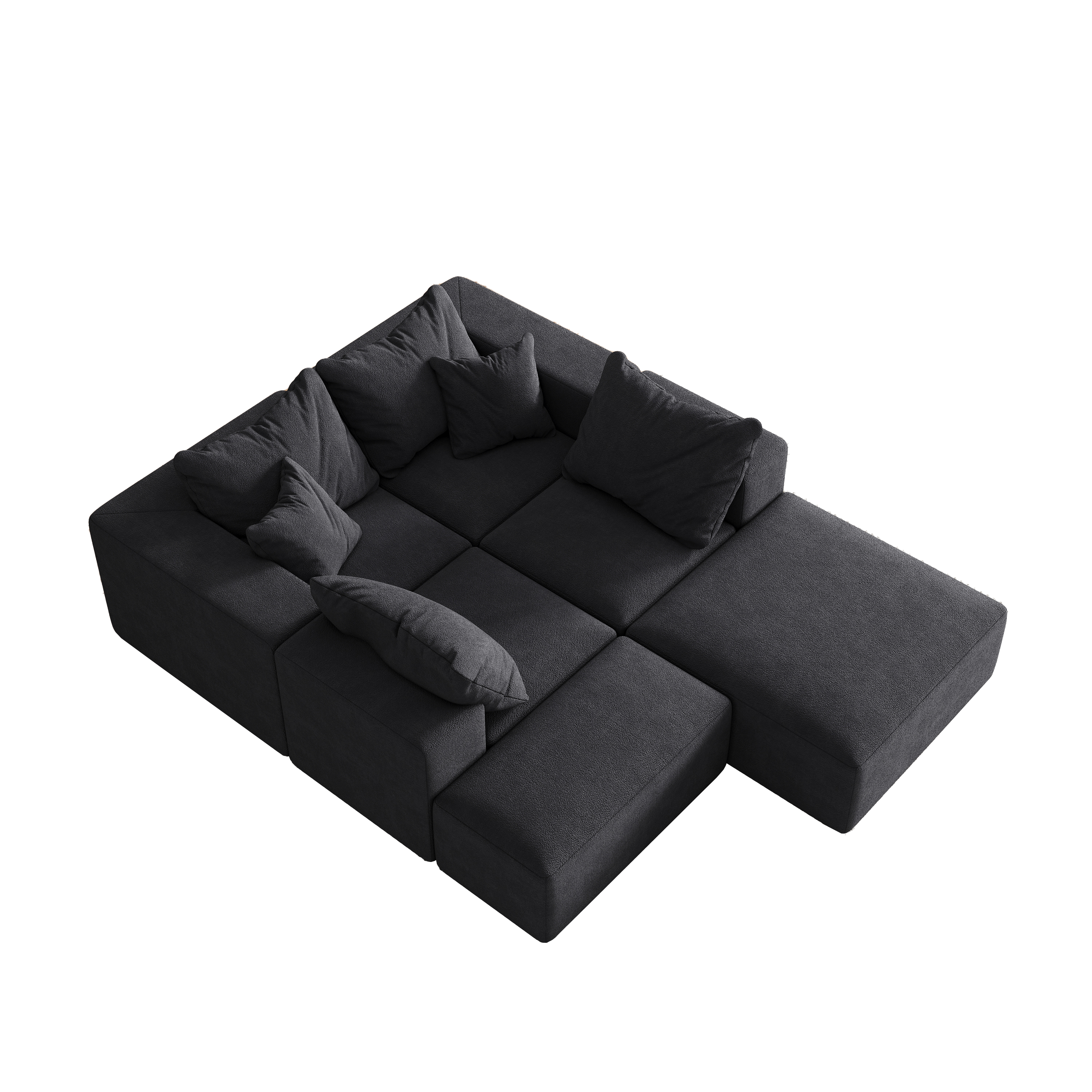 Modern Upholstered Sectional Boneless Couch Set,Modular 132' L Shaped Sectional Living Room Sofa Set With 6 Pillows,Free Combination Sofa Couch for Living Room,Bedroom