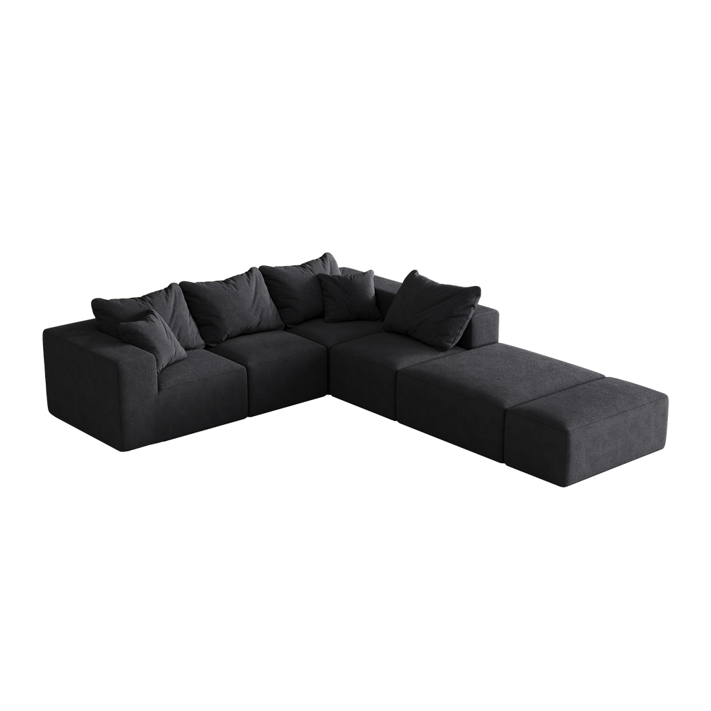 Modern Upholstered Sectional Boneless Couch Set,Modular 132' L Shaped Sectional Living Room Sofa Set With 6 Pillows,Free Combination Sofa Couch for Living Room,Bedroom