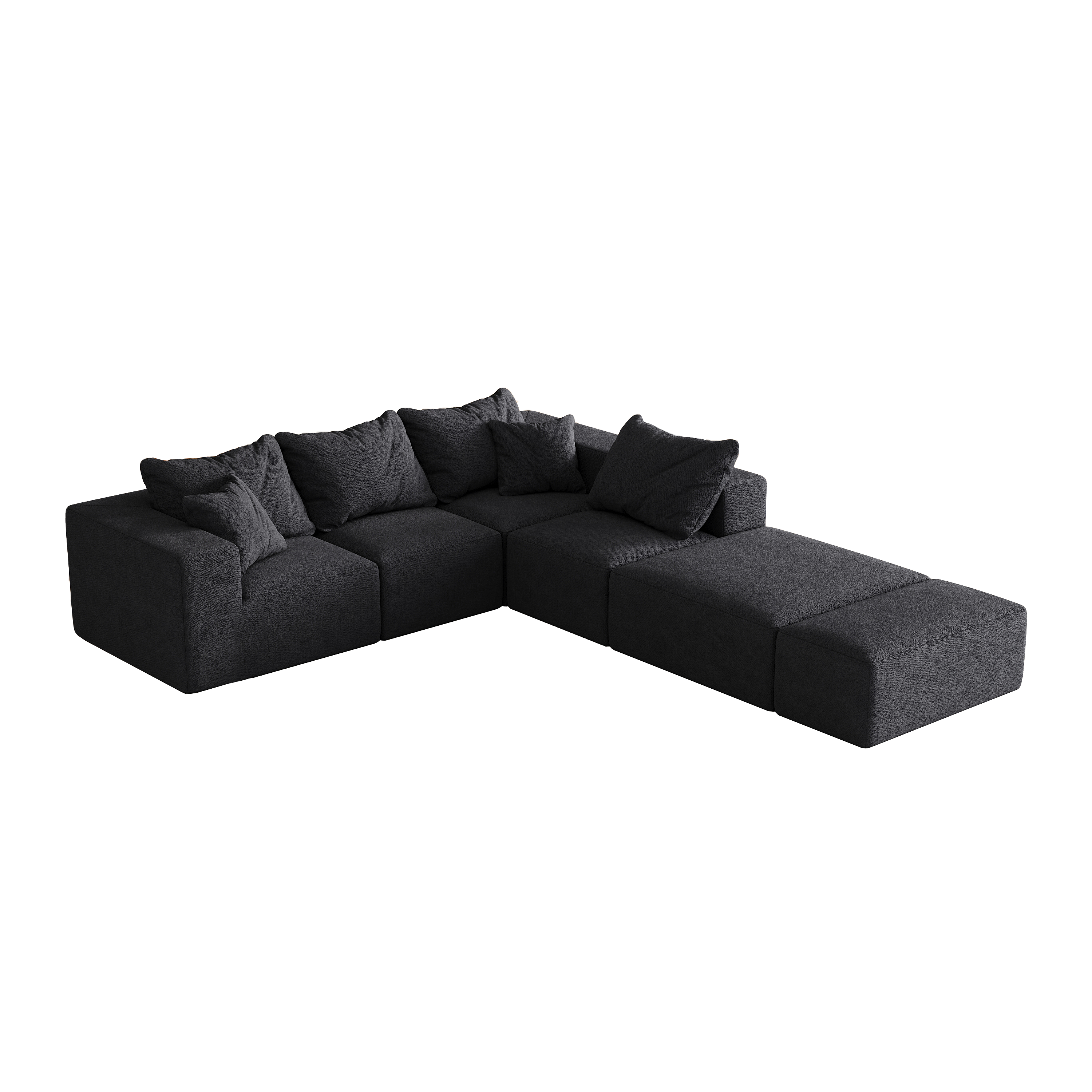 Modern Upholstered Sectional Boneless Couch Set,Modular 132' L Shaped Sectional Living Room Sofa Set With 6 Pillows,Free Combination Sofa Couch for Living Room,Bedroom