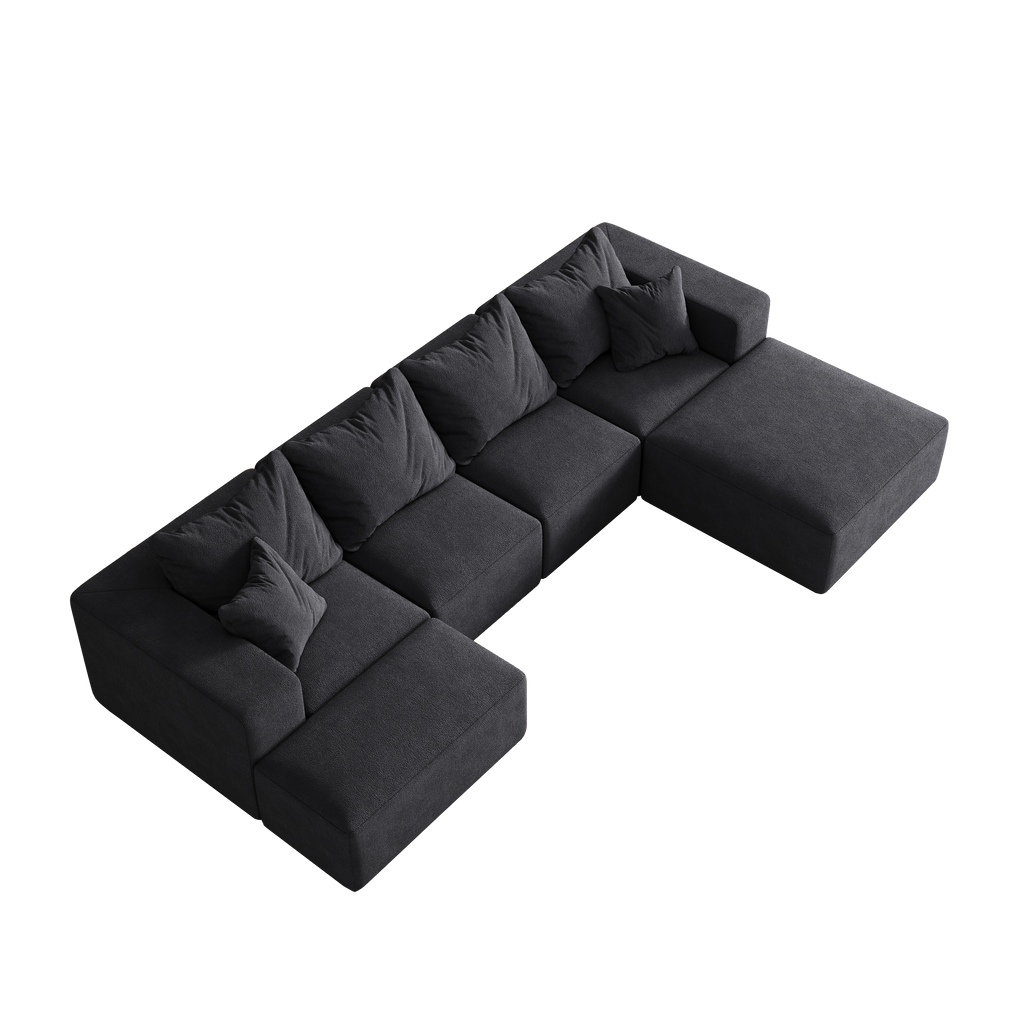Modern Upholstered Sectional Boneless Couch Set,Modular 132' L Shaped Sectional Living Room Sofa Set With 6 Pillows,Free Combination Sofa Couch for Living Room,Bedroom