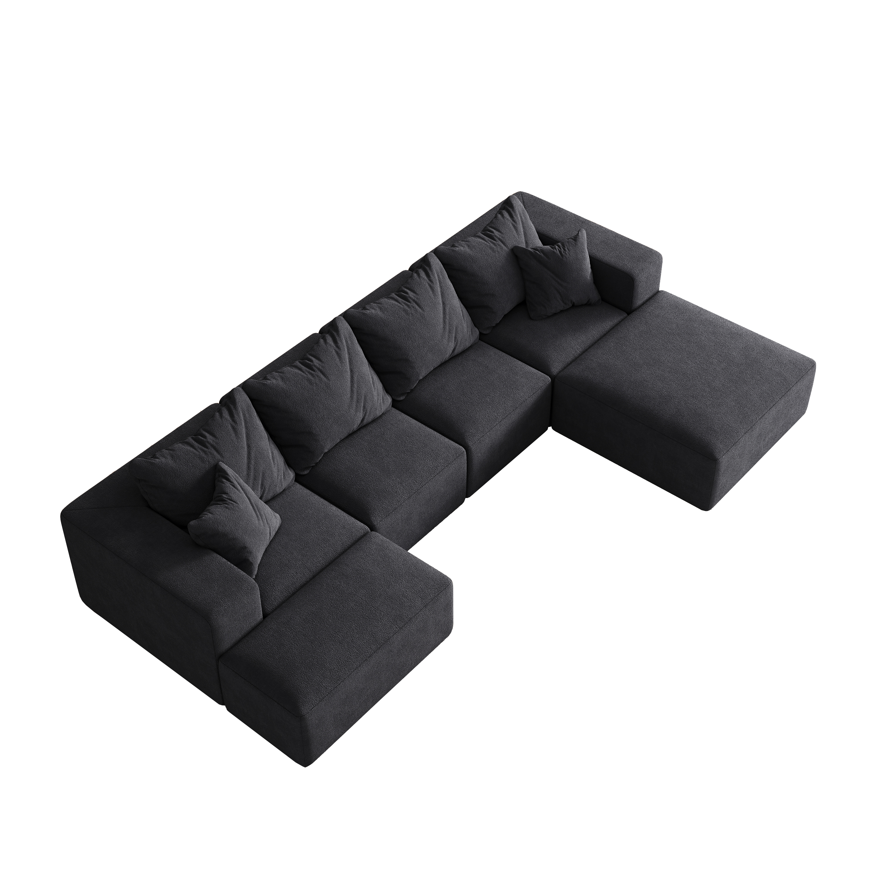 Modern Upholstered Sectional Boneless Couch Set,Modular 132' L Shaped Sectional Living Room Sofa Set With 6 Pillows,Free Combination Sofa Couch for Living Room,Bedroom