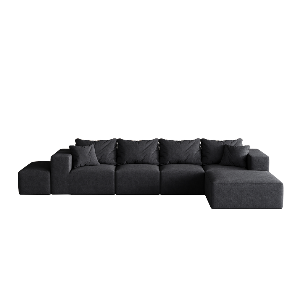 Modern Upholstered Sectional Boneless Couch Set,Modular 132' L Shaped Sectional Living Room Sofa Set With 6 Pillows,Free Combination Sofa Couch for Living Room,Bedroom