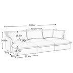 Living Room Sofa Slipcovered Sofa 3 Seater Sofa With 3 Ottomans, Oversized 3-Seat Sleeper Sofa Bed Home Theater Sofa, Chenille, Black