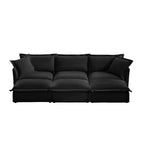 Living Room Sofa Slipcovered Sofa 3 Seater Sofa With 3 Ottomans, Oversized 3-Seat Sleeper Sofa Bed Home Theater Sofa, Chenille, Black