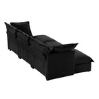 Living Room Sofa Slipcovered Sofa 3 Seater Sofa With 3 Ottomans, Oversized 3-Seat Sleeper Sofa Bed Home Theater Sofa, Chenille, Black
