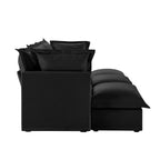 Living Room Sofa Slipcovered Sofa 3 Seater Sofa With 3 Ottomans, Oversized 3-Seat Sleeper Sofa Bed Home Theater Sofa, Chenille, Black