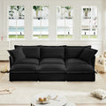 Living Room Sofa Slipcovered Sofa 3 Seater Sofa With 3 Ottomans, Oversized 3-Seat Sleeper Sofa Bed Home Theater Sofa, Chenille, Black