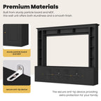 4-Piece Modern Entertainment Center Wall Unit with Bookshelves, All-in-1 Large TV Stand with Tempered Glass Door for TVs Up to 80', 92inch Media Console with Adjustable Shelves for Living Room, Black