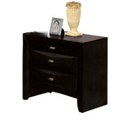 Black Color Simple Contemporary 1pc Nightstand Solid wood Bedside Table Knob Pulls 2-Drawers Bedside Table