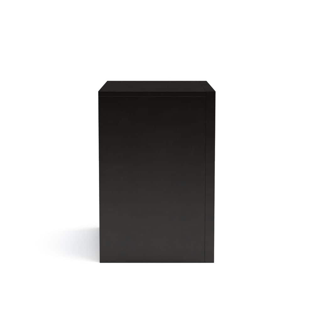 Black Color Simple Contemporary 1pc Nightstand Solid wood Bedside Table Knob Pulls 2-Drawers Bedside Table