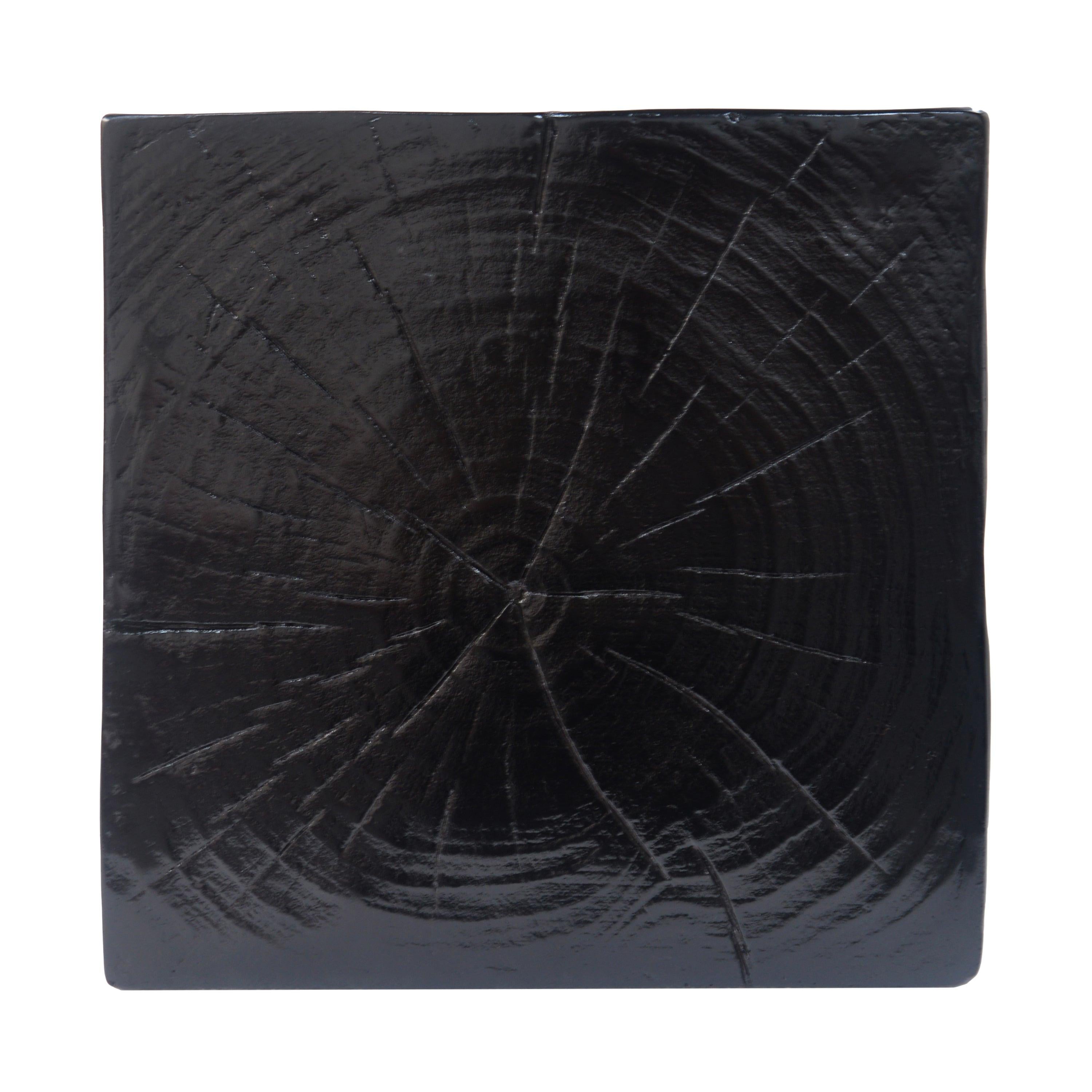 Black Distressed Finish Wood-Look MGO End Table, 33.75 Inch.