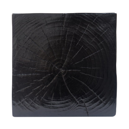 Wood-Look Square-Column MGO End Table, H33.75',Wood-Like Distressed Finish, Mix with Different Heights, Indoor Outdoor Use,Black Color