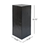 Black Distressed Finish Wood-Look MGO End Table, 33.75 Inch.