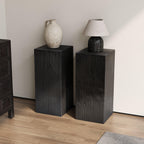 Black Distressed Finish Wood-Look MGO End Table, 33.75 Inch.