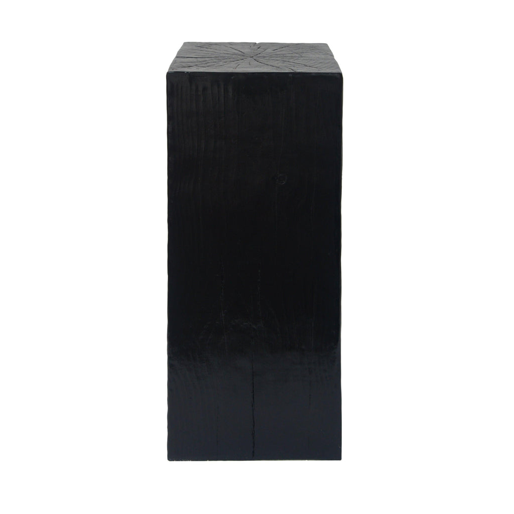 Black Distressed Finish Wood-Look MGO End Table, 33.75 Inch.