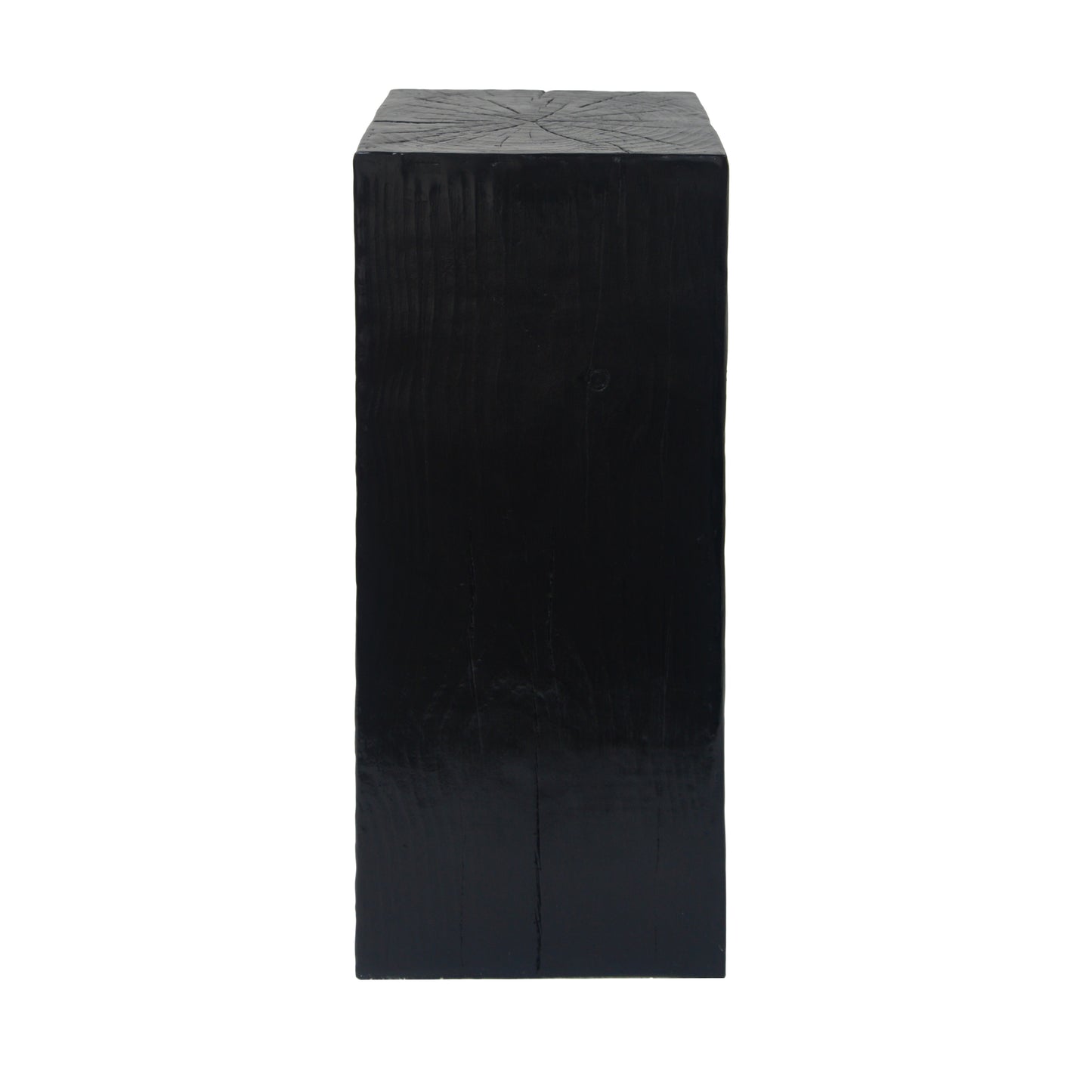 Wood-Look Square-Column MGO End Table, H33.75',Wood-Like Distressed Finish, Mix with Different Heights, Indoor Outdoor Use,Black Color